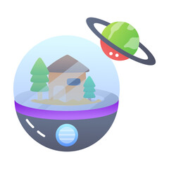 A flat style icon of metaverse building 