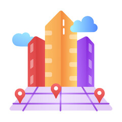 Fototapeta premium An icon of metaverse building location in flat style 