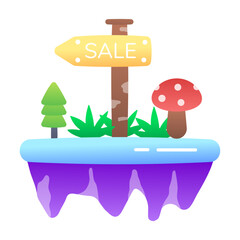 A flat style icon showing metaverse land sale 