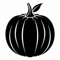 Pumpkin vector illustration, pumpkin vector art, pumpkin silhouette, pumpkin with leaves vector icon