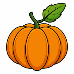Pumpkin vector illustration, pumpkin vector art, pumpkin silhouette, pumpkin with leaves vector icon