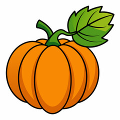 Pumpkin vector illustration, pumpkin vector art, pumpkin silhouette, pumpkin with leaves vector icon