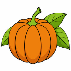 Pumpkin vector illustration, pumpkin vector art, pumpkin silhouette, pumpkin with leaves vector icon