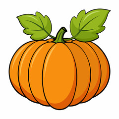 Pumpkin vector illustration, pumpkin vector art, pumpkin silhouette, pumpkin with leaves vector icon