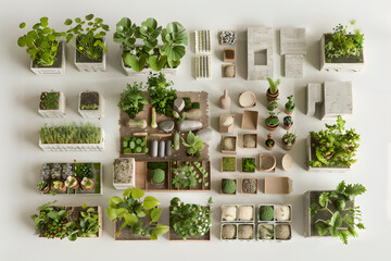 Fototapeta premium Miniature Garden with Plants and Stones.