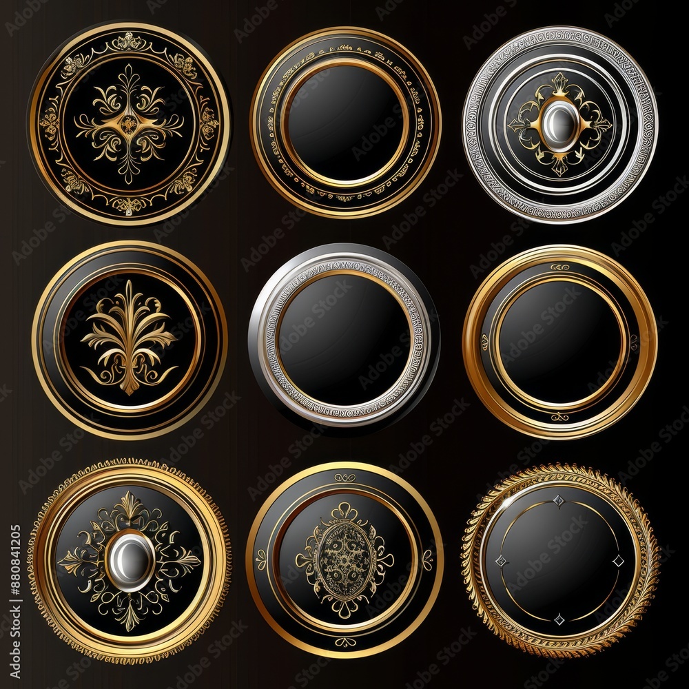 Aufkleber rank circle frames, evolution frames for rpg avatars and modern elements for game ui/ux. fantastic c