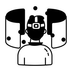 A glyph style icon of vr experience 