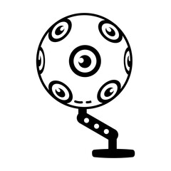 An icon of 360 camera in glyph style 