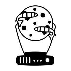 An icon of fish hologram in glyph style 