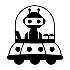 An icon of robot car in glyph style 