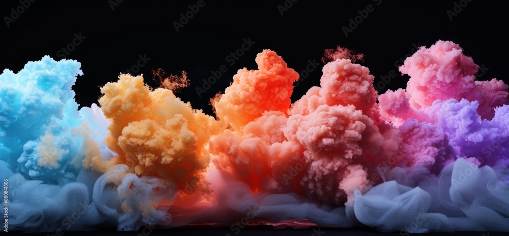 Poster this illustration is based on an explosion, game bomb boom effect, and colorful clouds. it is a mode