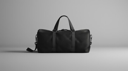 Black realistic travel bag mockup on solid background