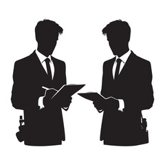 News reporter silhouette vector illustration isolated on a white background