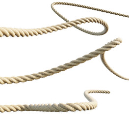 Rope cut out, string rope isolate on white background