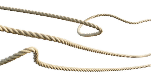 Rope cut out, string rope isolate on white background