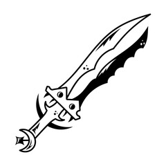 Game weapon icon designed in line style 