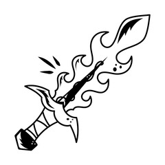 This line style icon depicting sharp fantasy sword 