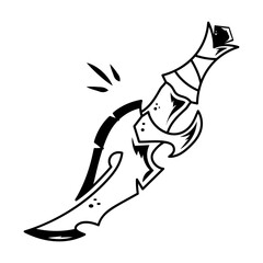An outline style icon of game sword  