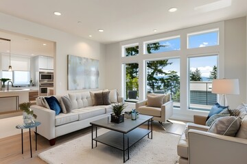 Fototapeta premium Modern Living Room with Stunning View