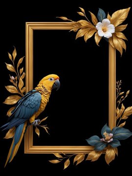 black space for text with floral border background