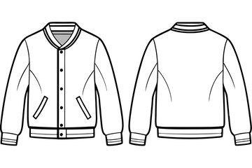 jacket front back and side vector illustration 