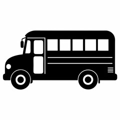 School bus vector illustration, bus vector art, school bus silhouette, school bus isolated on white vector icon