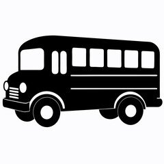 School bus vector illustration, bus vector art, school bus silhouette, school bus isolated on white vector icon