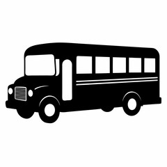 School bus vector illustration, bus vector art, school bus silhouette, school bus isolated on white vector icon