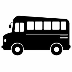 School bus vector illustration, bus vector art, school bus silhouette, school bus isolated on white vector icon