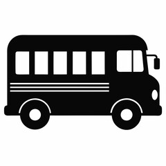 School bus vector illustration, bus vector art, school bus silhouette, school bus isolated on white vector icon