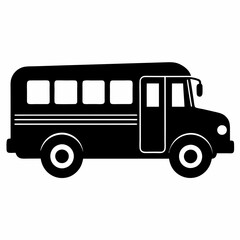 School bus vector illustration, bus vector art, school bus silhouette, school bus isolated on white vector icon