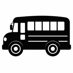 School bus vector illustration, bus vector art, school bus silhouette, school bus isolated on white vector icon