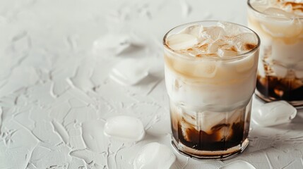Detailed Close Up of White Russian Cocktail with Space for Text