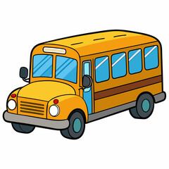 School bus vector illustration, bus vector art, school bus silhouette, school bus isolated on white vector icon