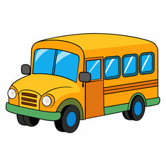 School bus vector illustration, bus vector art, school bus silhouette, school bus isolated on white vector icon