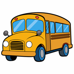 School bus vector illustration, bus vector art, school bus silhouette, school bus isolated on white vector icon