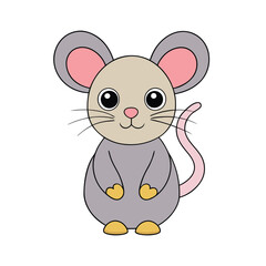 Cute Mouse Vector Illustration - Cartoon Clipart and Line Art Design