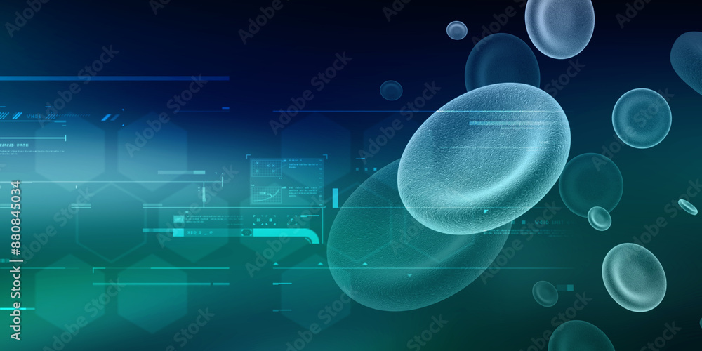 Poster 3d rendering red streaming blood cells background