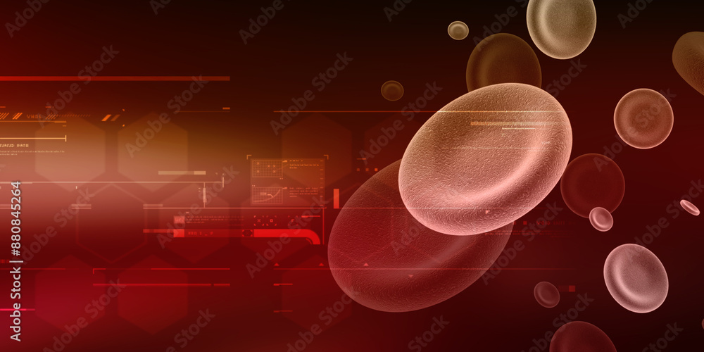 Poster 3d rendering red streaming blood cells background