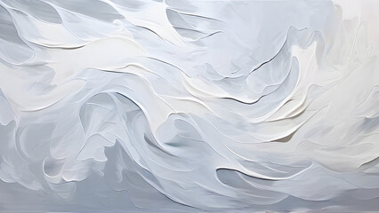 Fototapeta premium Abstract painting featuring swirling patterns of white dominating the canvas subtle gradations