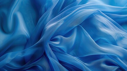 Fototapeta premium Blue Sheer Fabric Draped Close Up
