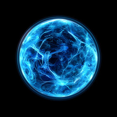 abstract blue sphere design, plasma, fractal, sphere, blue, wave, illustration, science, ai generative 