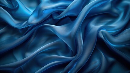 Obraz premium Smooth Blue Silk Fabric Draped and Folded