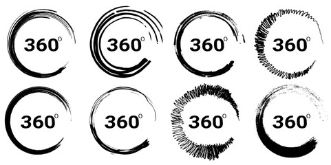 360 degree rotation symbol design. Angle 360 degree geometry math sign icon.