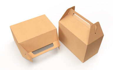 Two kraft food box mockup isolated on white