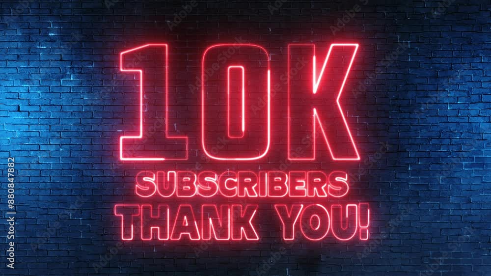 Aufkleber 10k subscribers thank you text font with light. luminous and shimmering haze inside the letters of t