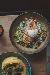 A vibrant collection of coffee, lemonades, ready meals, bistro photography, and desserts. Enjoy gourmet drinks, plated dishes, and sweet treats, perfect for showcasing culinary artistry and café ambia