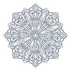 Monochrome mandala isolated on white background.  Hand-drawn illustration. Vector.