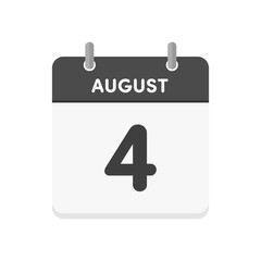 8月4日･August 4の日めくりカレンダーのアイコン - 8/4の日付入りの暦のデザイン素材