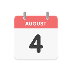 8月4日･August 4の日めくりカレンダーのアイコン - 8/4の日付入りの暦のデザイン素材